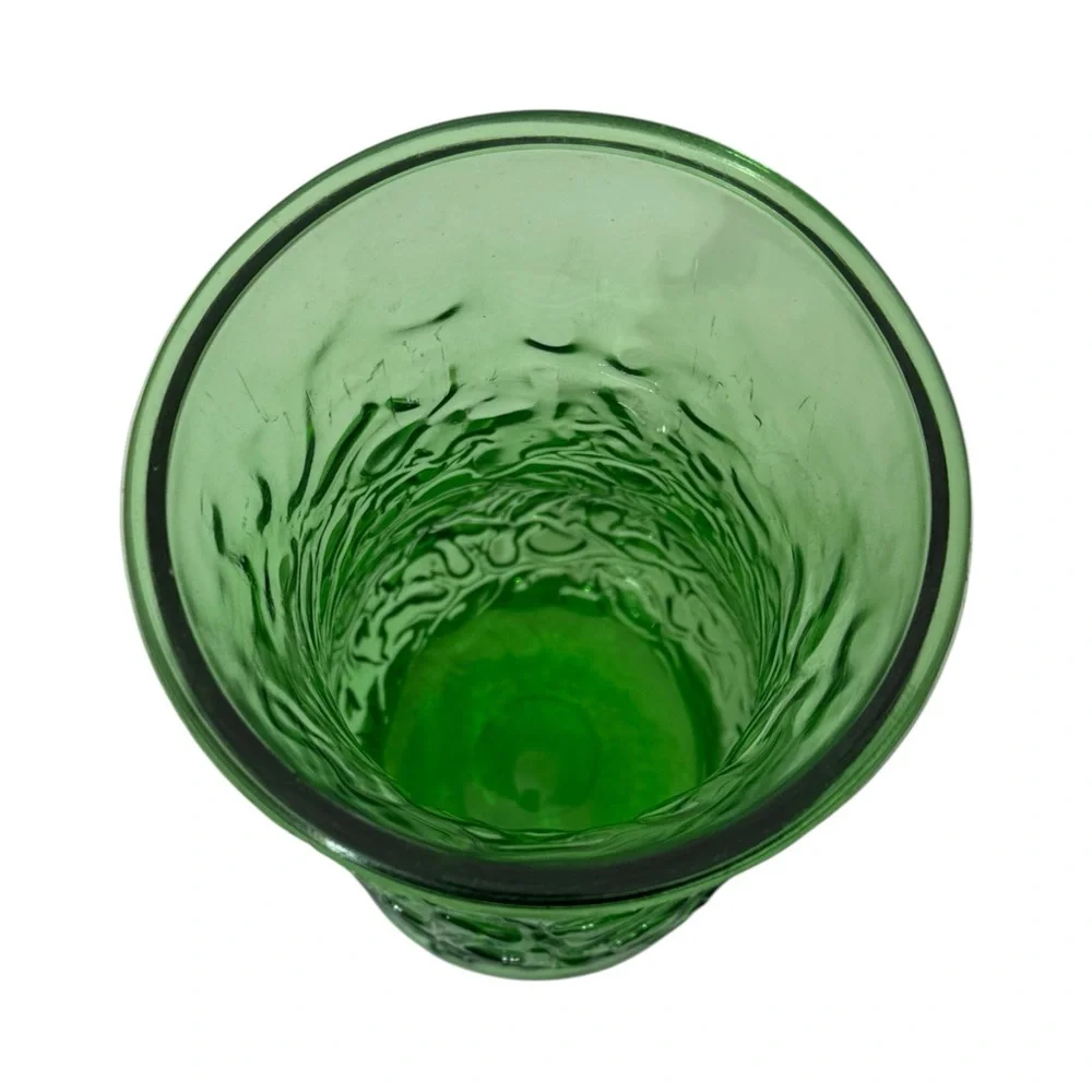 E.O. Brady Green Crinkle Glass Vase‎ Vintage Cleveland Ohio 9.5